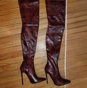 Snake Print Thigh High Boots